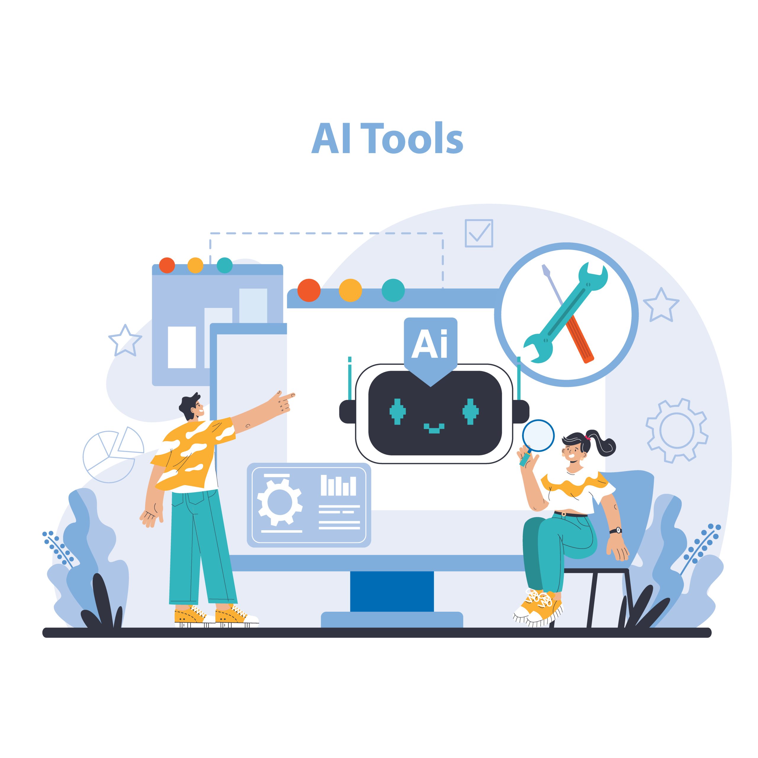 ai tools concept. flat vector illustration.